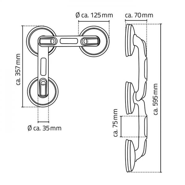 Ridder Assistent 2 badekarsgreb m/sugekop - Sort