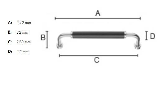 Beslagsboden m&oslash;belgreb BK6351B - Krom/sort