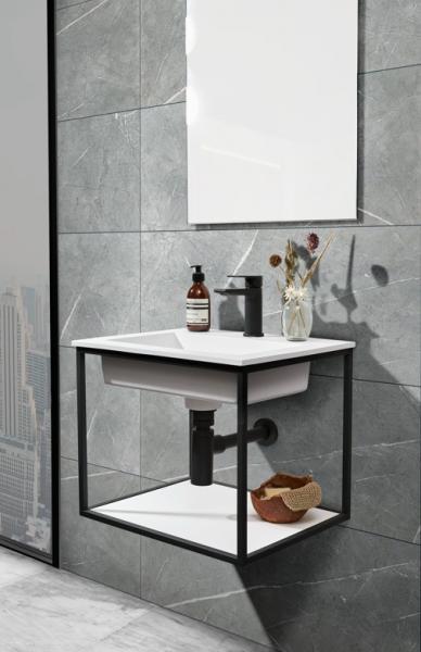 Cass&oslash;e Como 50 h&aring;ndvask t/v&aelig;g m/stel og hylde - Sort