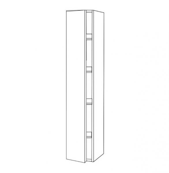 Cass&oslash;e Front h&oslash;jskab m/1 l&aring;ge og 4 hylder - Venstreh&aelig;ngslet - Mat hvid