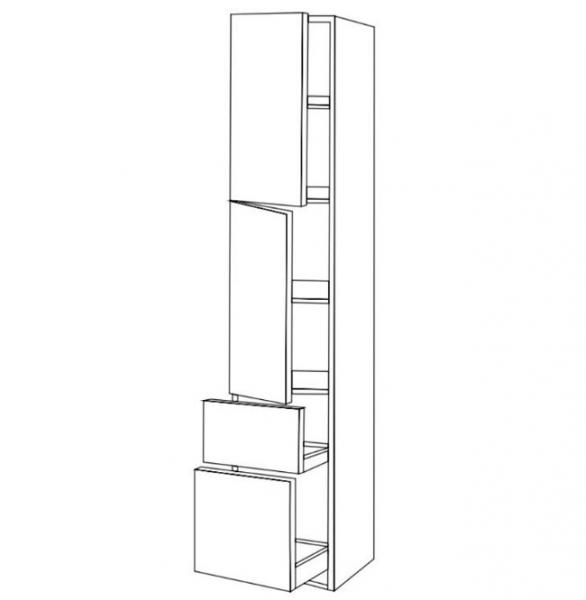 Cass&oslash;e Front h&oslash;jskab m/2 l&aring;ger og 2 skuffer - Venstreh&aelig;ngslet - Mat hvid