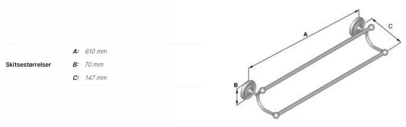 Smedbo Villa dobbelt h&aring;ndkl&aelig;destang - Krom