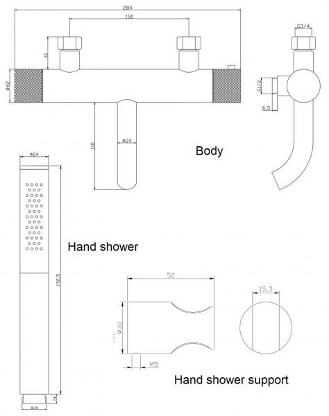 Cass&oslash;e komplet badekararmatur m/crystal cut - Mat bronze