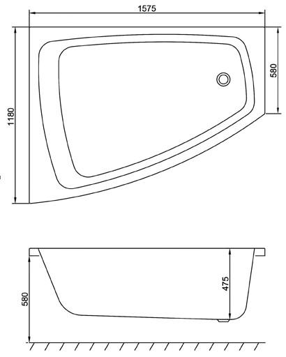 Str&oslash;mberg Nordum hj&oslash;rnebadekar - 158 x 118 - Venstre