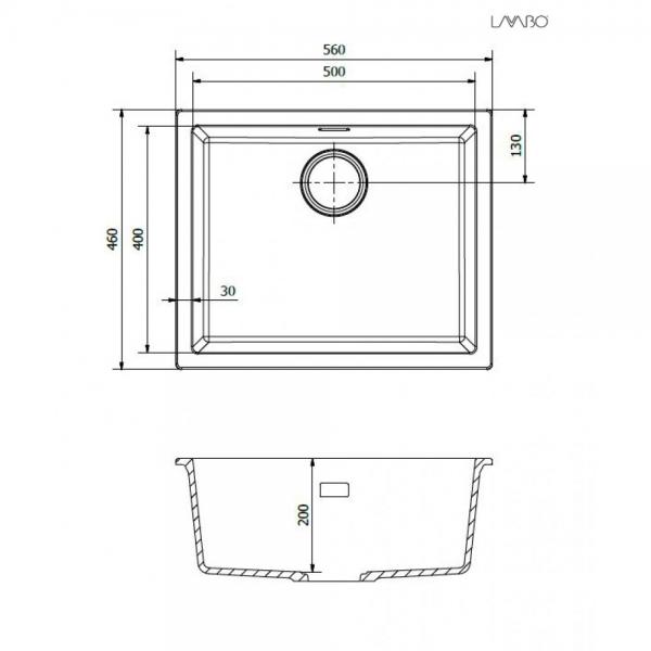 Rest - Lavabo Amsterdam 50 kompositk&oslash;kkenvask - Antracit/kobber