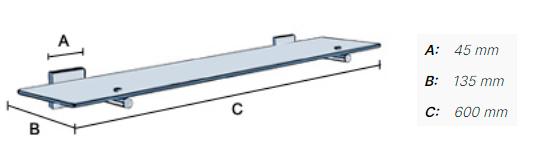 Smedbo House badev&aelig;relseshylde krom/mat glas 600 mm