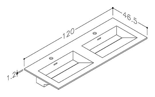 Str&oslash;mberg Corian 120 dobbelt m&oslash;belvask - Mat hvid