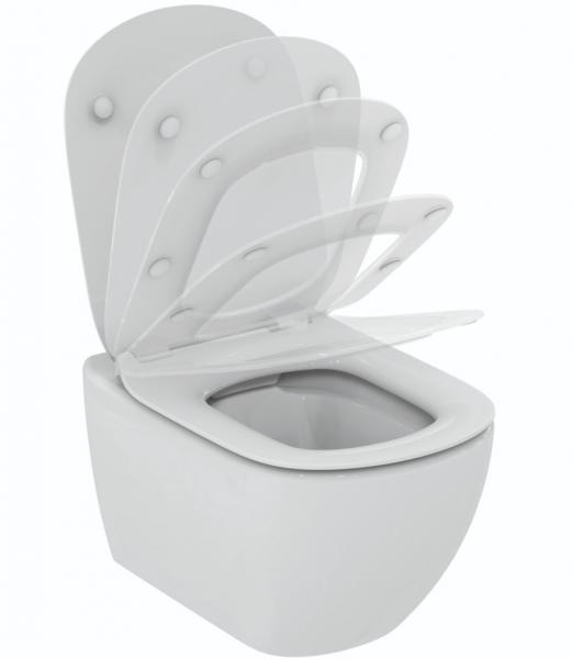 Ideal Standard Tesi RIMless+ toiletpakke inkl. s&aelig;de m/softclose, cisterne og sort betjening