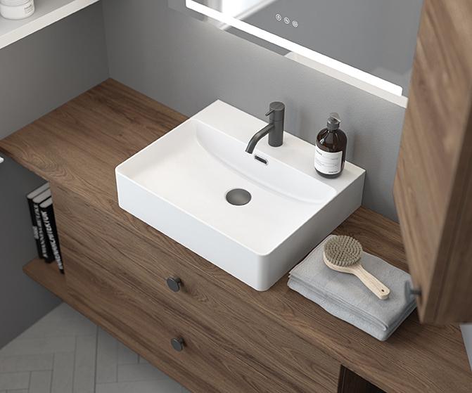 Dansani Cube 50 fritst&aring;ende bowlevask - 1 hanehul - Med overl&oslash;b