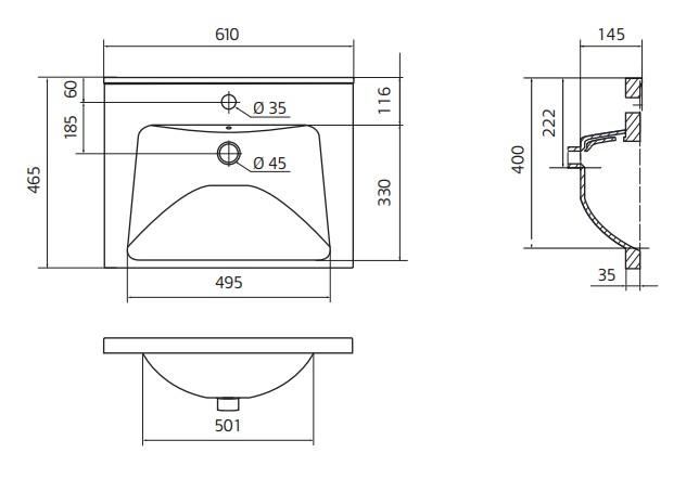 Hafa Clay 60 m&oslash;bels&aelig;t m/2 skuffer og On verge vask - M&oslash;rk beige