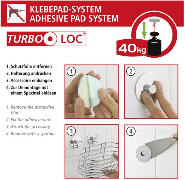 Wenko Telde s&aelig;bedispenser m/krog - Rustfri st&aring;l/sort - Skruefri