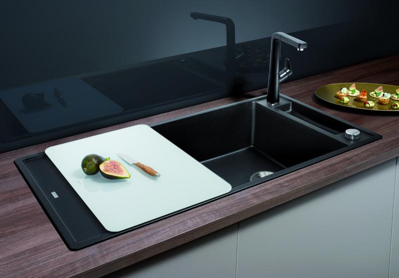 Outlet - Blanco Axia III XL 6 S k&oslash;kkenvask m/sk&aelig;rebr&aelig;t - Klippegr&aring;