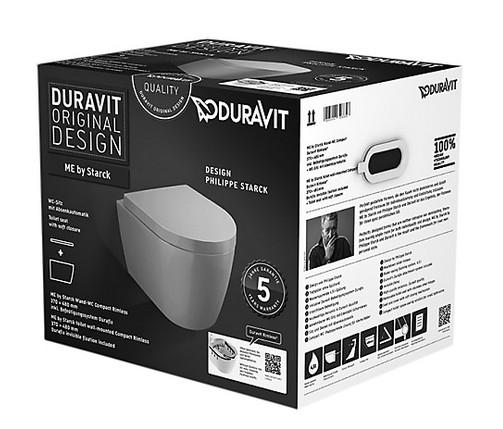 Duravit Me by Starck Compact Rimless v&aelig;gh&aelig;ngt toilet inkl s&aelig;de m/softclose