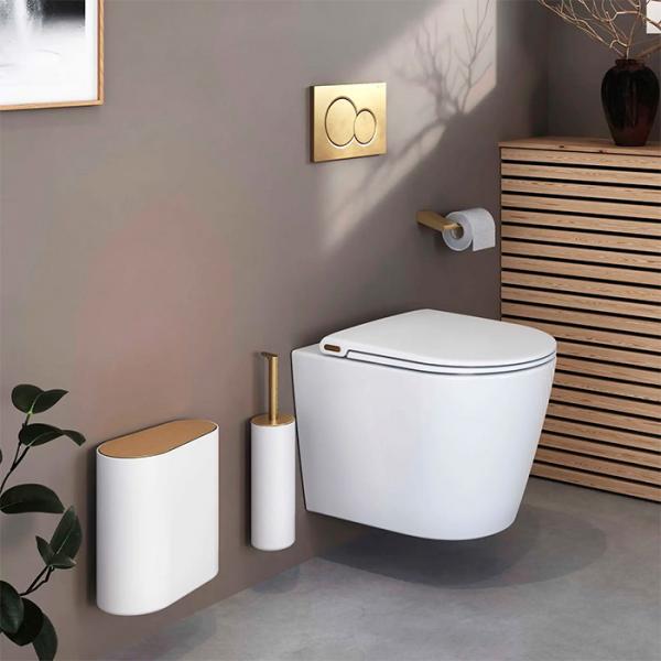 Pressalit Style designemblem med logo 2 stk - B&oslash;rstet messing