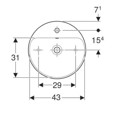 Geberit VariForm &Oslash;45 fritst&aring;ende bowlevask m/bagkant - 1 hanehul - Med overl&oslash;b