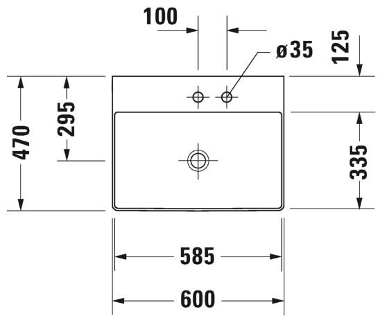 Duravit Durasquare 60 h&aring;ndvask t/v&aelig;g eller m&oslash;bel