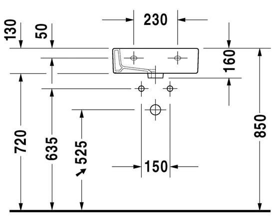 Duravit Vero 45 h&aring;ndvask t/v&aelig;g eller m&oslash;bel