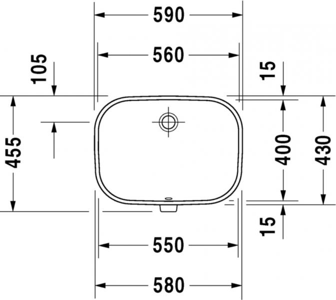 Duravit D-code 56 h&aring;ndvask t/underlimning - Uden hanehul - Med overl&oslash;b