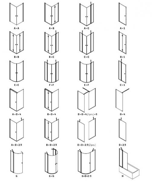 Dansani Match C 90 niched&oslash;r m/fast v&aelig;g - Klar glas/matkrom