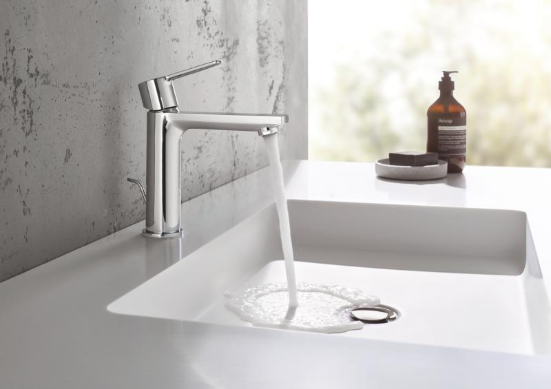 Grohe Lineare New h&aring;ndvaskarmatur m/push open bundventil - Krom