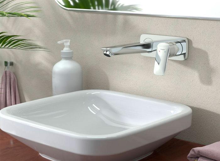 hansgrohe Logis h&aring;ndvaskarmatur til 2-huls indbygning i v&aelig;g 19,5 cm - Krom