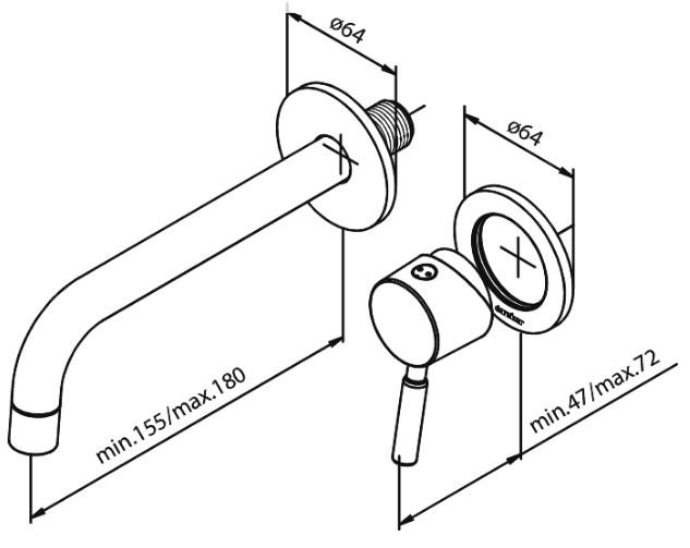 Damixa Merkur h&aring;ndvaskarmatur t/indbygning - Krom