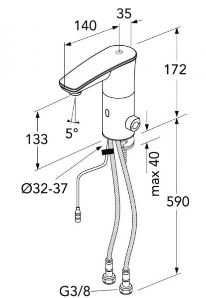 Gustavsberg Sensoric 1.0 ber&oslash;ringsfri vandhane m/batteri