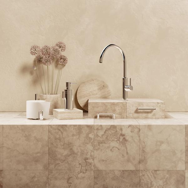 Damixa Iris k&oslash;kkenarmatur m/C-tud, koldstart og svingtud - Krom