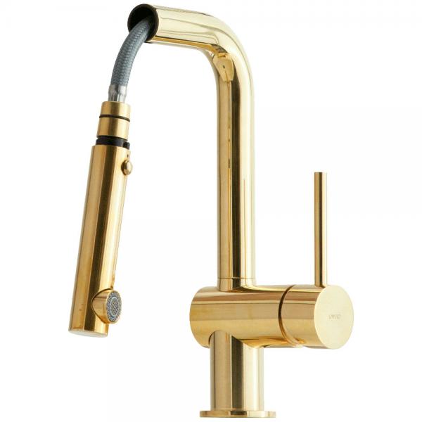 Lavabo Kubus 040 k&oslash;kkenarmatur m/udtr&aelig;k - Messing natur