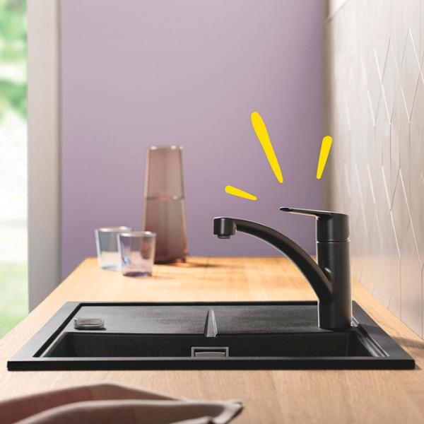 Grohe Start k&oslash;kkenarmatur m/lav svingtud - Mat sort