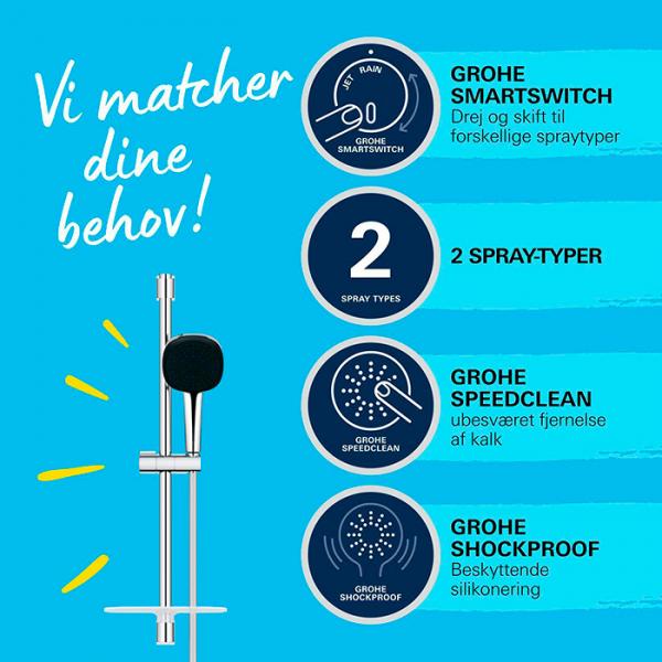 Grohe Vitalio Comfort 110 bruses&aelig;t 2 sprays inkl. brusehylde