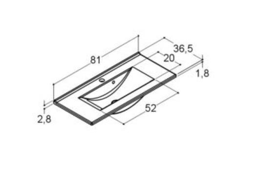 Dansani Mido+ 80 MINI m&oslash;belpakke m/Amber vask og 2 skuffer - Varm eg