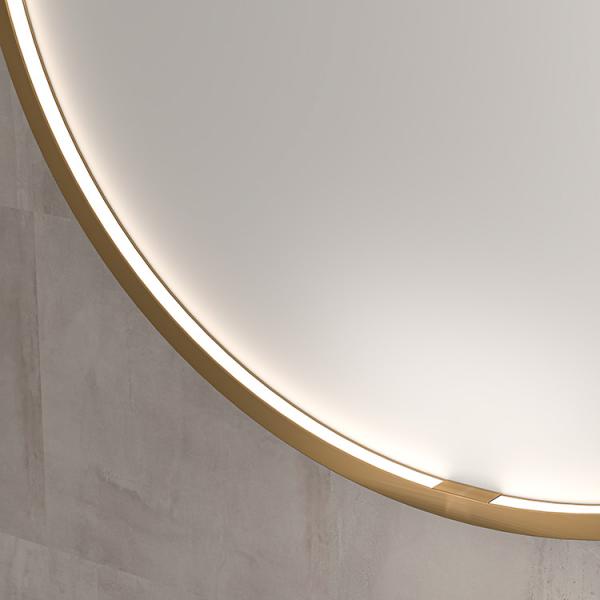 Sanibell Ink SP24 rundt spejl m/lys, varme og sensor &Oslash;60 - B&oslash;rstet mat guld