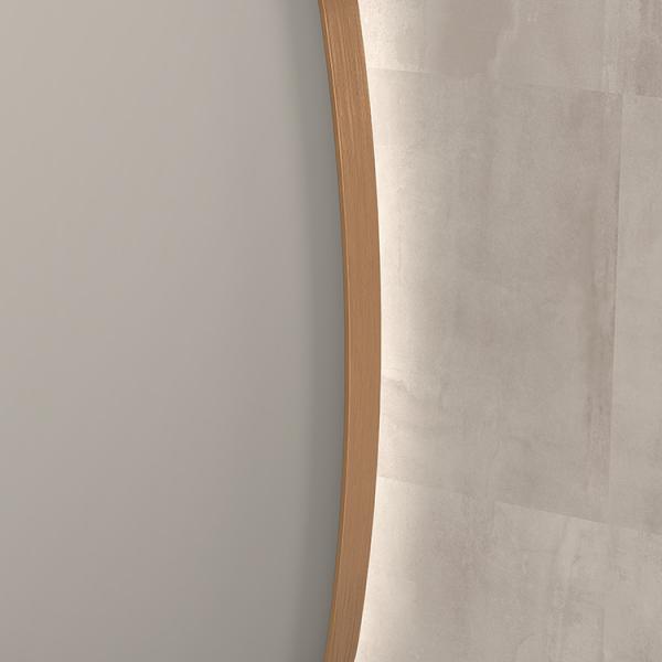 Sanibell Ink SP30 superellipse spejl m/backlight, varme og sensor 50 x 100 cm - B&oslash;rstet kobber