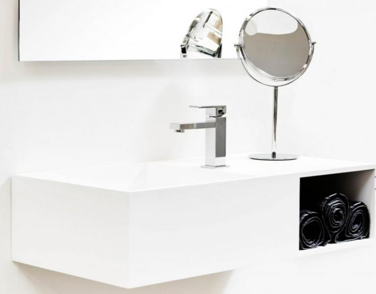 Cass&oslash;e 80 h&aring;ndvask t/v&aelig;g m/hylde - Uden overl&oslash;b - 1 hanehul