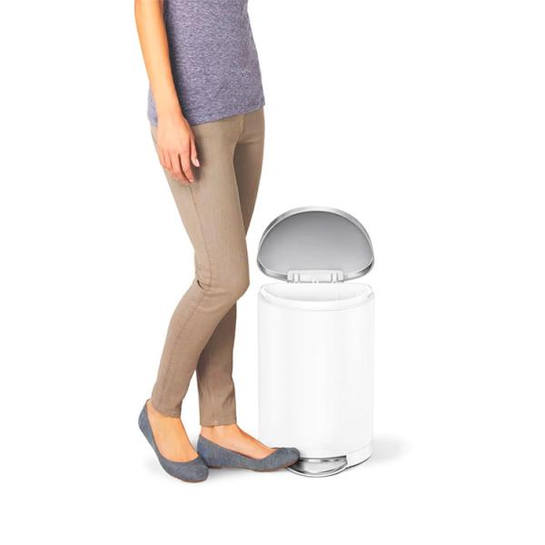 Simplehuman halvrund toiletspand 10L - Hvid/st&aring;l