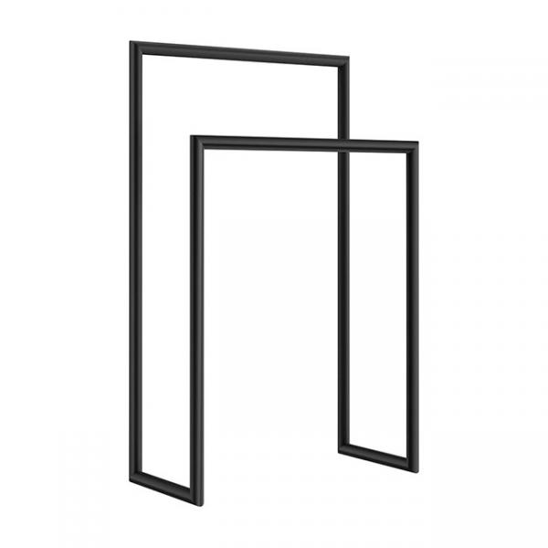 Smedbo Outline dobbelt h&aring;ndkl&aelig;deholder til gulv - Mat sort