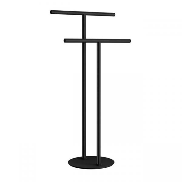 Smedbo Outline dobbelt h&aring;ndkl&aelig;deholder til gulvplacering - Mat sort