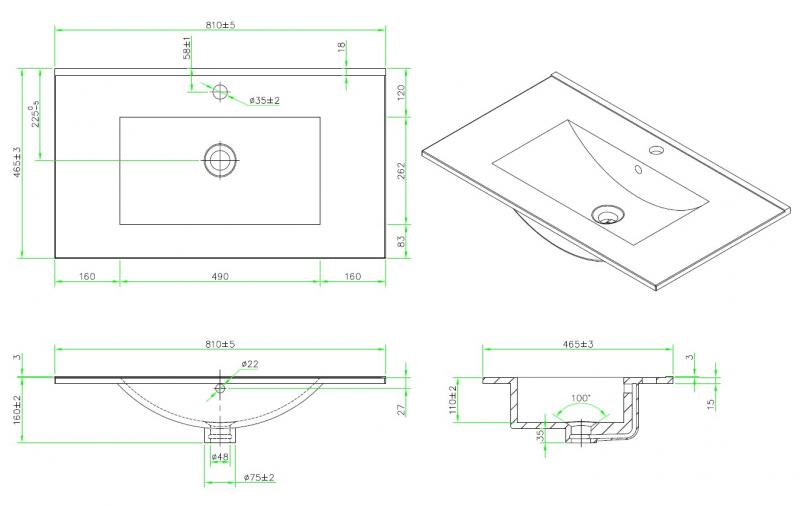 Cass&oslash;e Crown Stripe 80 m&oslash;bels&aelig;t m/skuffer - Brun ask