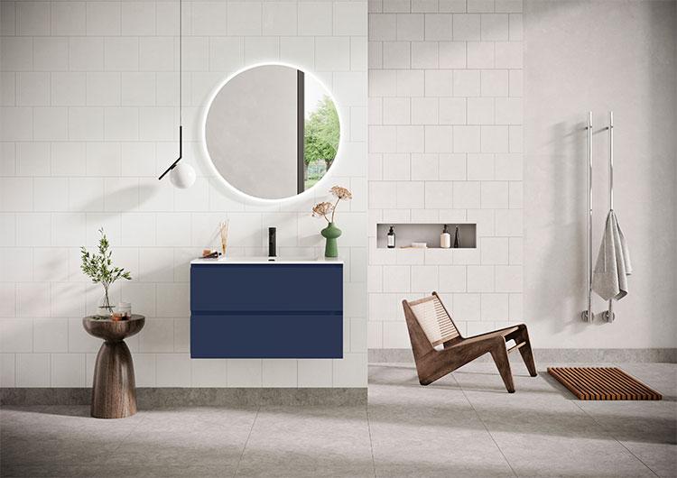 Str&oslash;mberg Lux 100 vaskeskab m/2 skuffer - Dyb bl&aring;