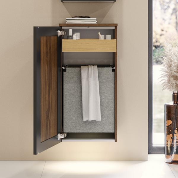 Dansani Luna Urban sideskab m/vasket&oslash;jspose - Venstreh&aelig;ngslet - Brun eg/sort ramme