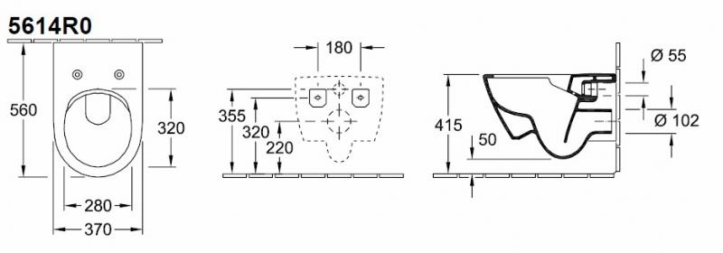 Villeroy & Boch Subway 2.0 m/RIMless og C+ toiletpakke inkl. s&aelig;de m/soft-close, cisterne og mat sort betjening