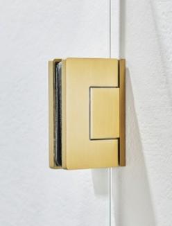 Hafa Infinity bruseniche m/fast v&aelig;g - Klar glas - Messing - 90x90 cm