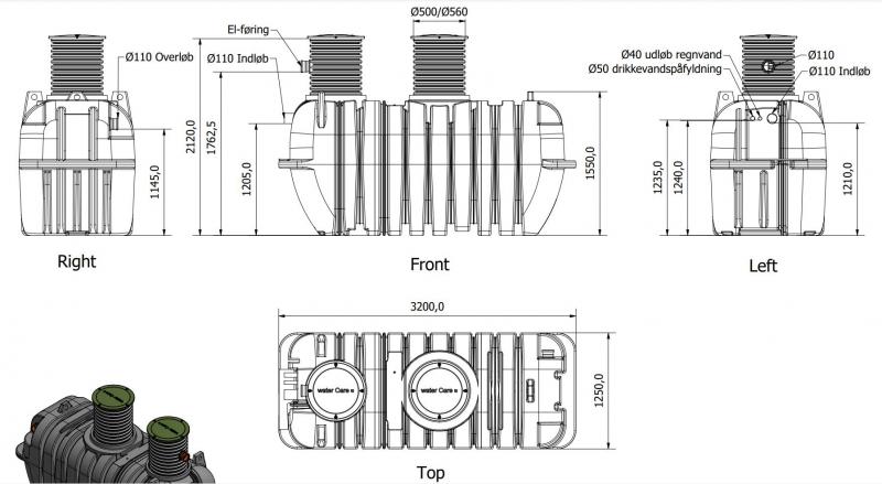 Watercare komplet regnvandsanl&aelig;g til hus 4300L