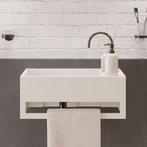 Ideavit Solidcube 50 h&aring;ndvask m/h&aring;ndkl&aelig;deholder t/v&aelig;g - 1 hanehul