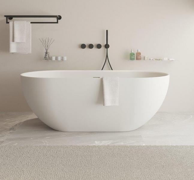 Ideavit Solidera fritst&aring;ende badekar 1500 x 530 mm - Mat hvid