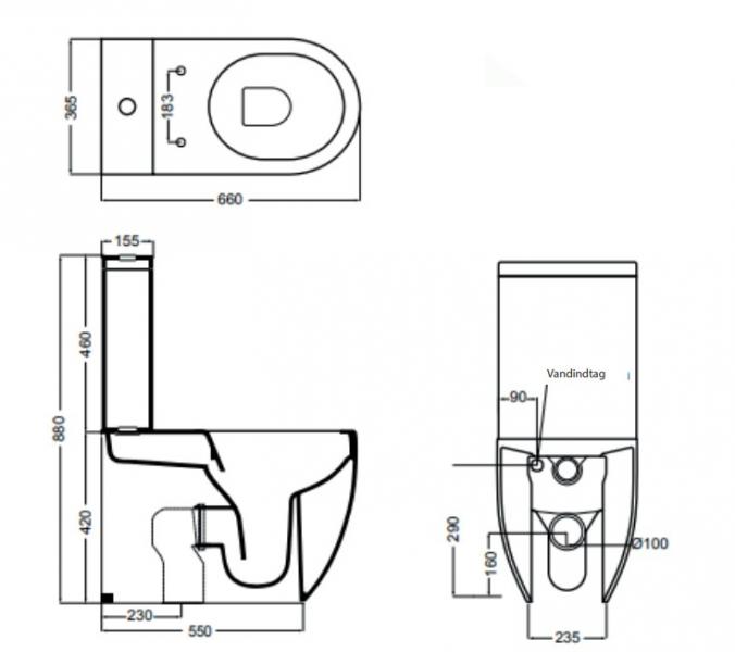 Lavabo Glomp rimless gulvst&aring;ende toilet - Hvid