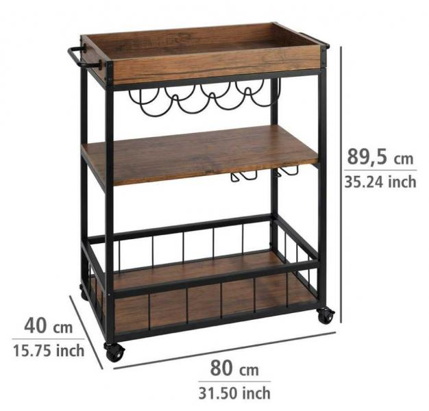Wenko Rustico rullevogn til k&oslash;kken - Sort/Valn&oslash;dlook