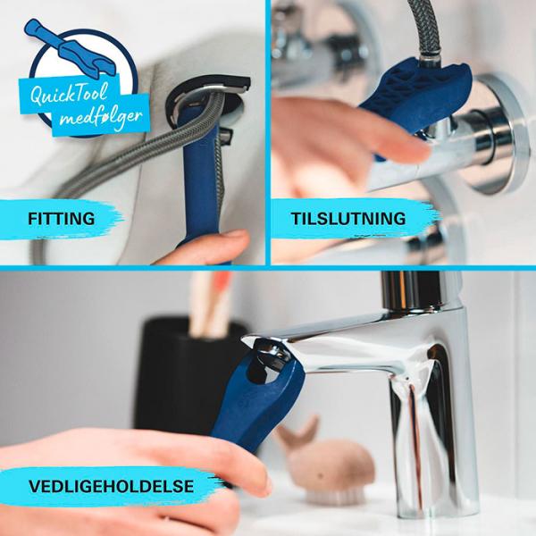 Grohe Start S h&aring;ndvaskarmatur m/koldstart og push open bundventil - Mat sort