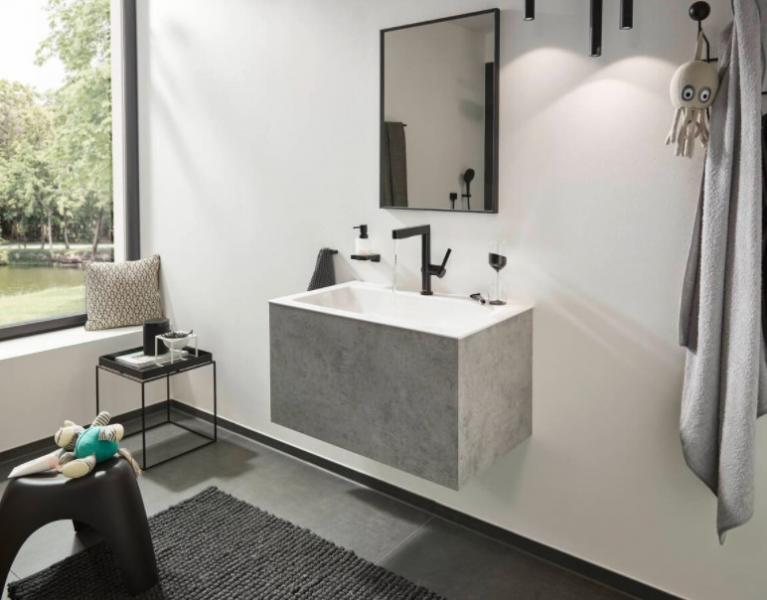 Hansgrohe Finoris 230 h&aring;ndvaskarmatur m/udtr&aelig;ksbruser - Mat sort